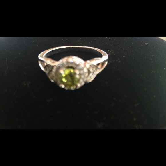 CITRINE AND CRYSTAL SILVER RHODIUM PLATED RING - Picture 3 of 3